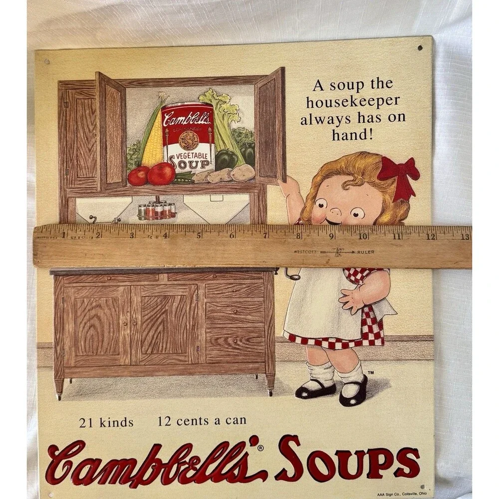 Vintage 1993 Metal Tin Signs Campbell's Soup Nostalgic Advertising Ads Lot of 2